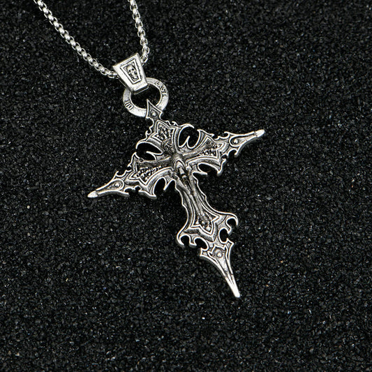 Collar Gótico Retro con Cruz de Clavos y Calavera – Colgante Personalizado de Moda para Halloween y Uso Diario