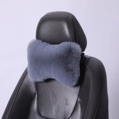 Cojín de Cuello y Lumbar de Felpa para Coche | Almohada Universal de Asiento con Soporte y Calidez Invernal