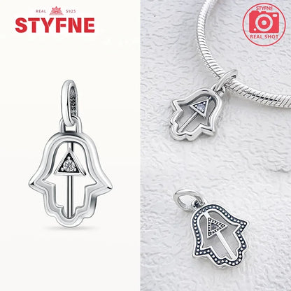 Charm Mano Hamsa Plata 925 | Amuleto de la Suerte Compatible Pandora Pulsera Mujer