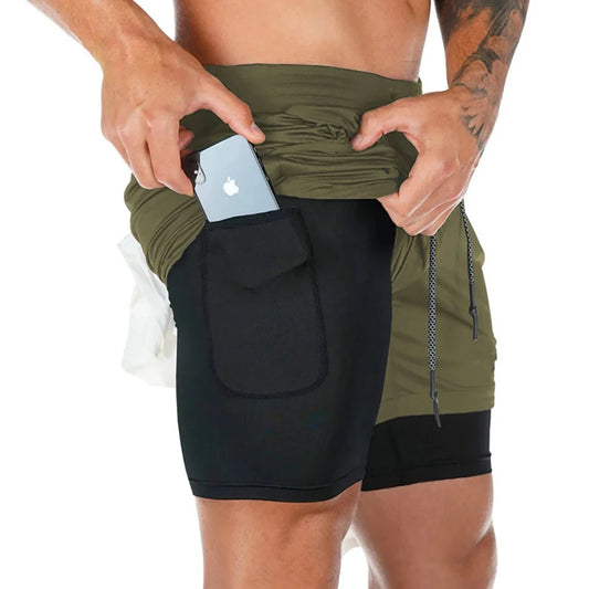 Shorts 2 en 1 para Hombre – Pantalones Deportivos de Doble Capa, Gym, Fitness, Running y Entrenamiento, Jogging Shorts Masculinos