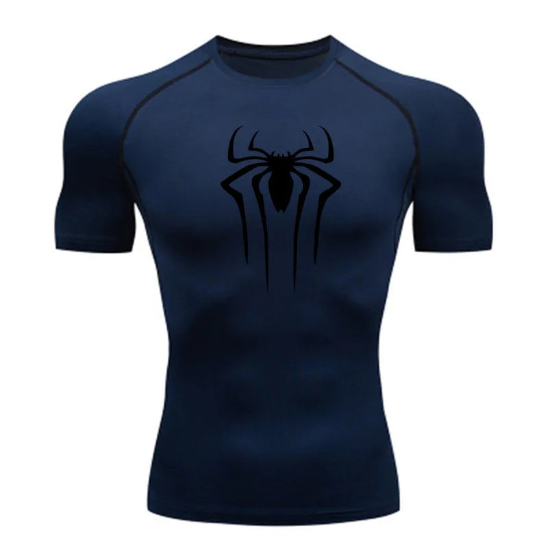 Camiseta Compresiva de Hombre – Gym, Fitness, Running y Superhéroe, Rashguard, Manga Corta, Secado Rápido, T-Shirt Deportivo