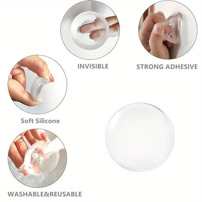 Tope de Puerta de Goma Transparente – Protector de Pared y Manilla, Almohadilla Antigolpes
