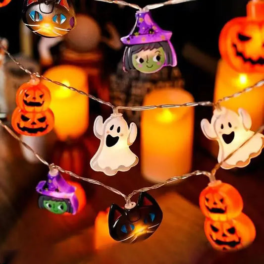 Guirnalda de Luces Halloween 2025 – Calabaza, Fantasma y Momia 🎃 Decoración de Fiesta 1.5m/3m/6m