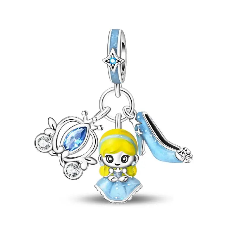Charm Espejo Mágico Princesa Ángel Rosa en Plata 925 – Beads Compatibles Pandora Mujer Joyería DIY
