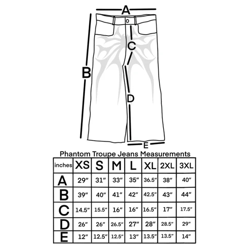 Jeans Oversize Y2K Phantom Unisex | Pantalones Baggy Estilo Hip Hop Streetwear con Parche Bordado Araña Gótico Retro