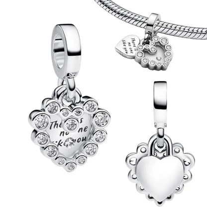 Charm Plata 925 Colgante Rosa Mariposa Corazón Flor Pájaro | Dije Para Pulsera Pandora Compatible