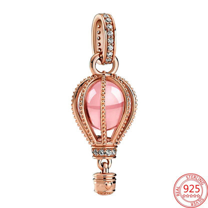 Charm Colgante Pareja Plata 925 y Oro Rosa | Compatible Pandora Original | Pulsera o Collar Mujer