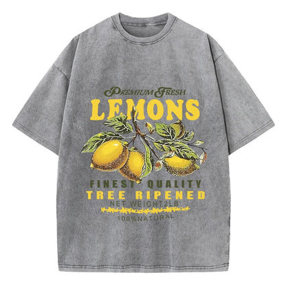 Camiseta Oversize Estampado Limones | T-Shirt Vintage Algodón Casual Verano