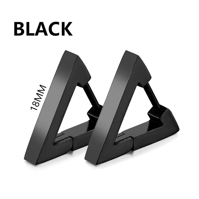 Aretes Punk de Acero Inoxidable Negro – 1 Par de Pendientes Unisex Estilo Hip Hop Vintage