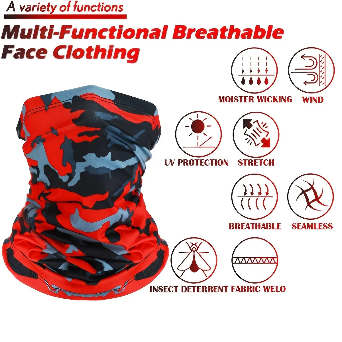 Bandana Multifuncional Outdoor – Bufanda Cuello, Braga Térmica, Protección UV para Pesca, Ciclismo, Senderismo y Deporte