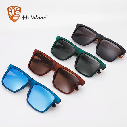 HU WOOD Gafas de Sol Cuadradas Polarizadas para Hombre | UV400 Alta Calidad Conducción y Deporte