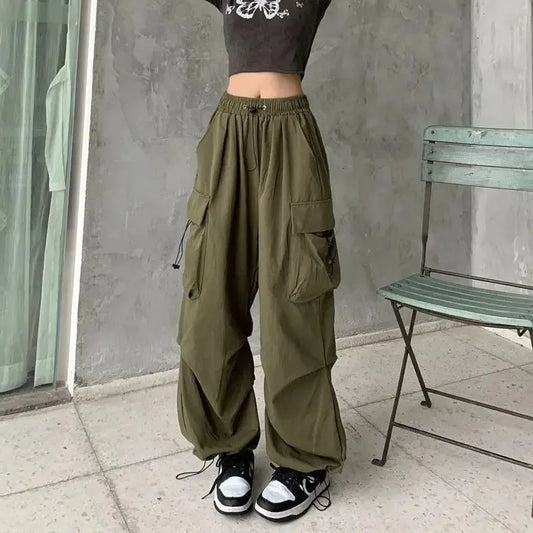 Pantalón Retro Americano Mujer | Pantalón Holgado de Pierna Recta con Puño Ajustado Estilo Streetwear Verano