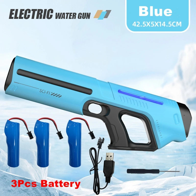 Pistola de Agua Eléctrica Potente – Juguete Automático para Niños y Adultos | Diversión de Verano Playa y Piscina