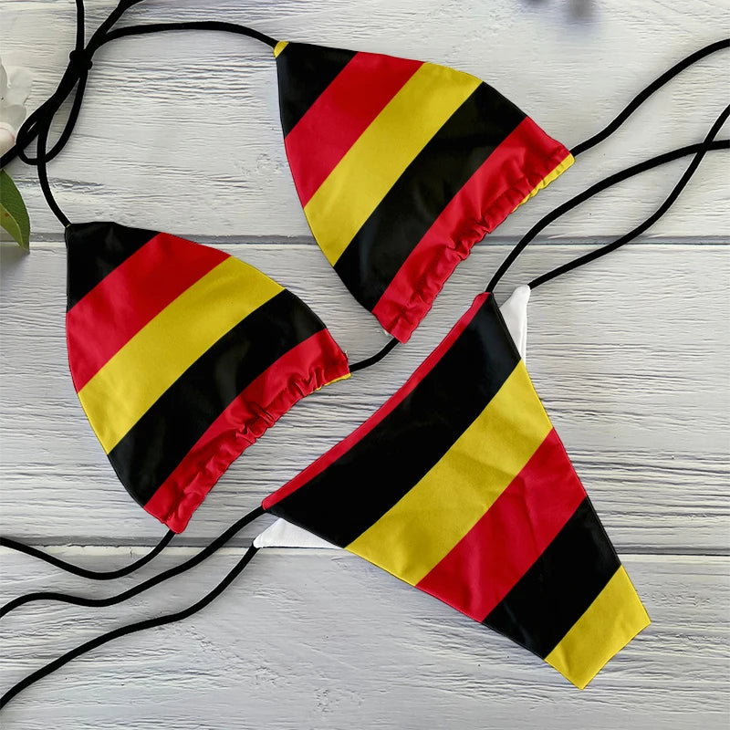Bikini Divertido Mujer | Estampado Bandera 2 Piezas Playa y Piscina