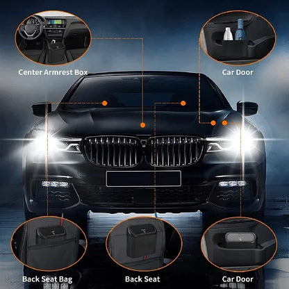 1PC Leak-Proof Small Car Trash Can with Lid Mini Garbage Can with 60/300 Disposable Bags for Vehicle Interior Organization