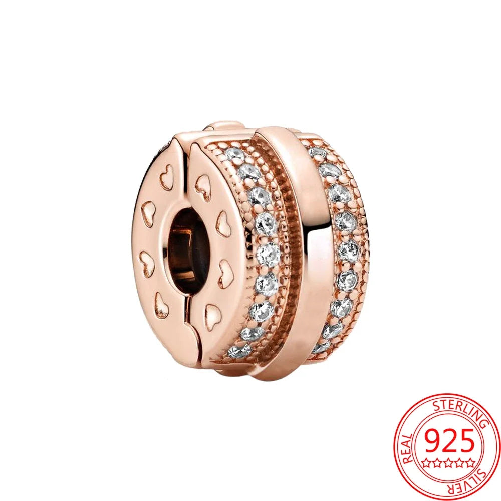Charm Colgante Pareja Plata 925 y Oro Rosa | Compatible Pandora Original | Pulsera o Collar Mujer