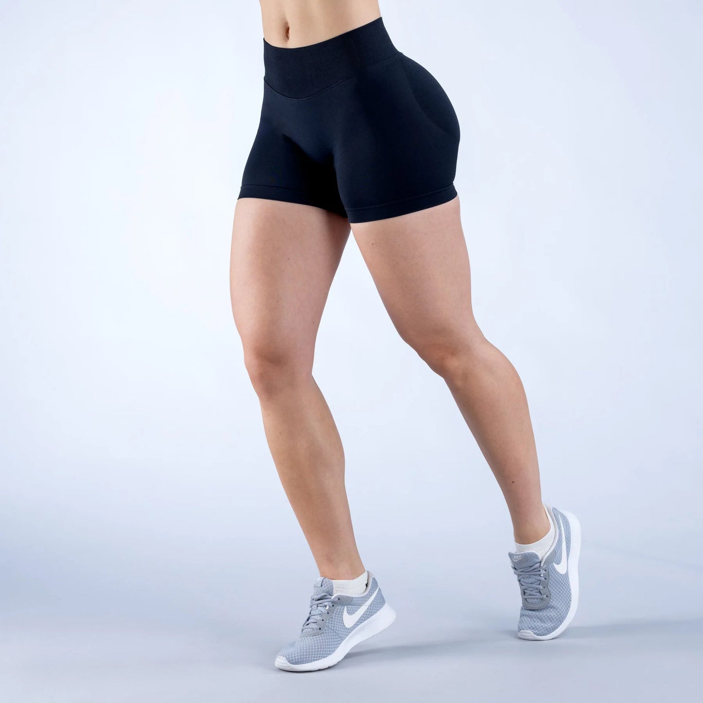 Shorts Deportivos Mujer Seamless | Cintura Triple Plisada Low Rise Yoga & Fitness