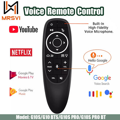 Control remoto G10S Universal – Inalámbrico 2.4G con voz, giroscopio, retroiluminado y función IR para Android TV y PC