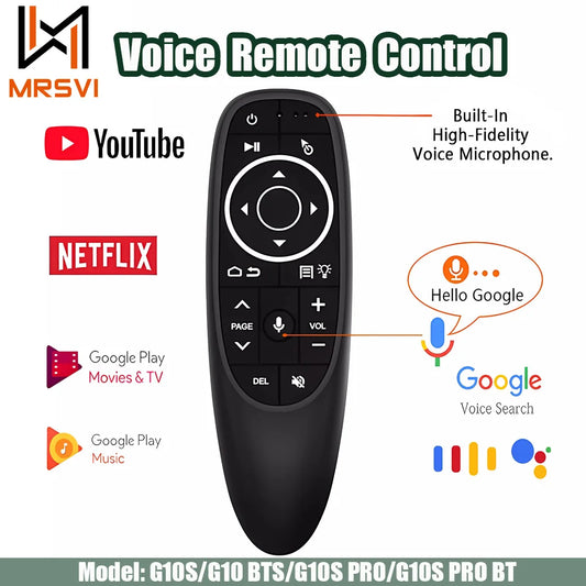 Control remoto G10S Universal – Inalámbrico 2.4G con voz, giroscopio, retroiluminado y función IR para Android TV y PC