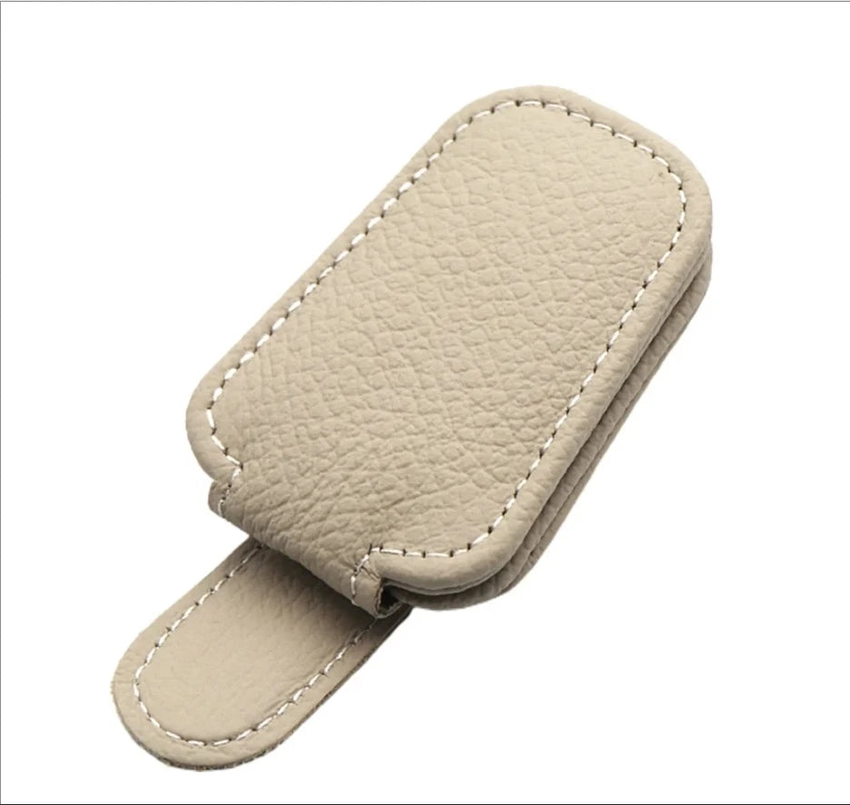 2PCS Porta Gafas de Sol Magnético para Parasol de Coche – Clip de Cuero con Soporte para Gafas y Tickets