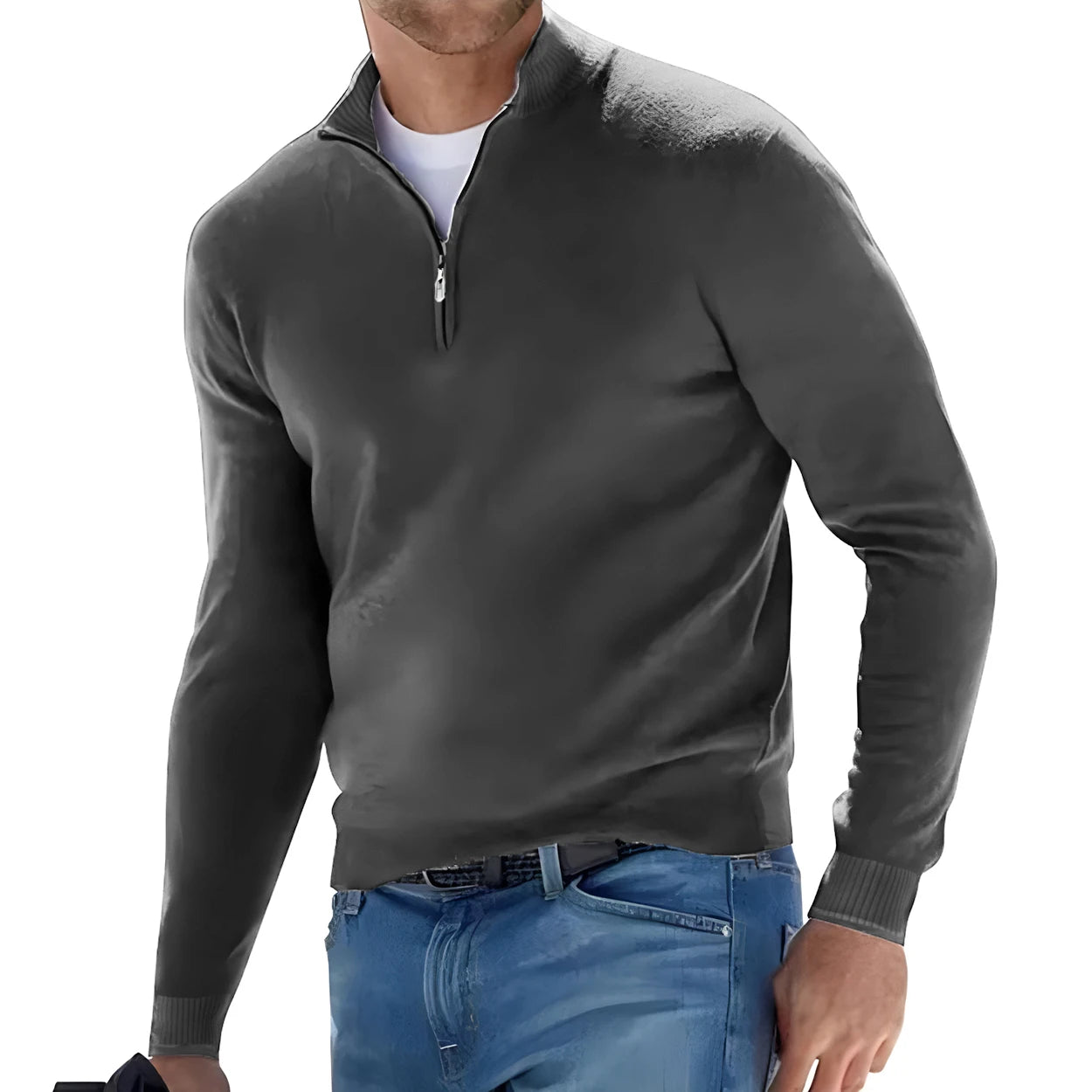 Suéter Hombre Manga Larga | Medio Cierre y Cuello en V | Tejido Oversized Transpirable Streetwear