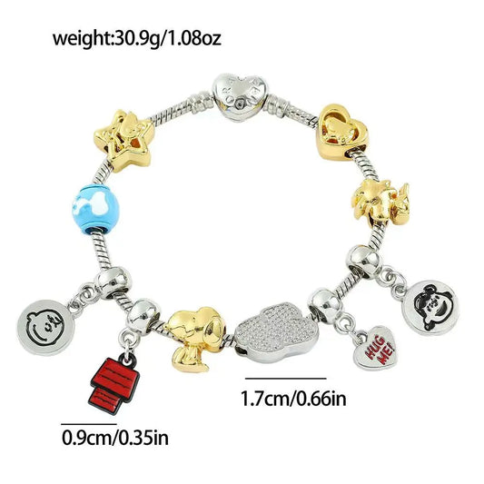 Charm Snoopy de verano – Abalorio de dibujos animados para pulsera tipo Pandora, joyería DIY divertida y cosplay infantil