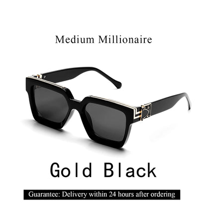 Gafas de Sol Retro Negras Millionaire | Lujo Cuadradas Unisex Hombre & Mujer 2025
