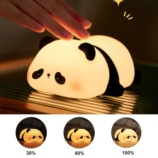 Luz Nocturna LED Infantil en Forma de Animal – Panda o Pato, Recargable por USB, Silicona Suave, Temporizador y Protección Ocular
