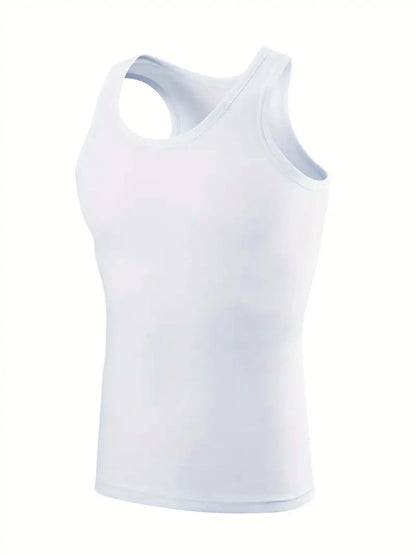 Chaleco Deportivo Blanco de Hombre – Pack de 5 Piezas, Transpirable y de Secado Rápido, Gym, Running y Entrenamiento