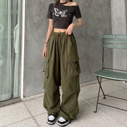 Pantalones Jogger Mujer Y2K 2024 | Pantalón Oversize Low Waist con Cordón y Pierna Ancha Streetwear