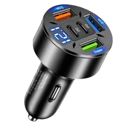 Cargador de Auto 250W 5 Puertos USB C PD QC3.0 – Carga Rápida para iPhone y Smartphones