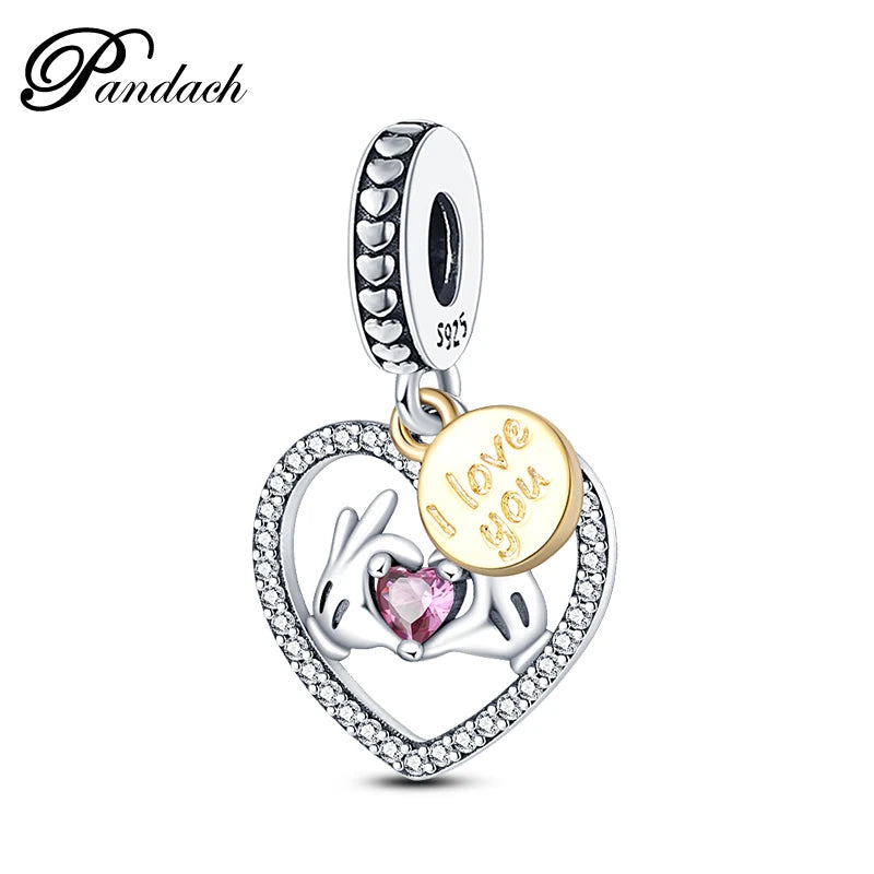 Charm Corazón Mamá e Hija en Plata 925 – Colgante Clásico para Pulseras Tipo Pandora, Regalo Día de la Madre