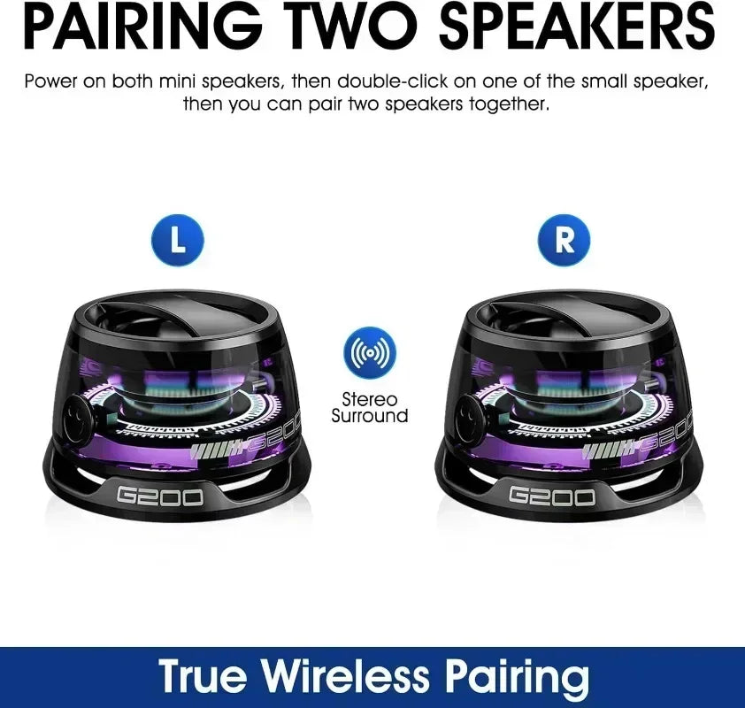 Altavoz Bluetooth Portátil G200 con Luces RGB – Mini Parlante Inalámbrico con Imán, 7H Reproducción, Soporte para Teléfono