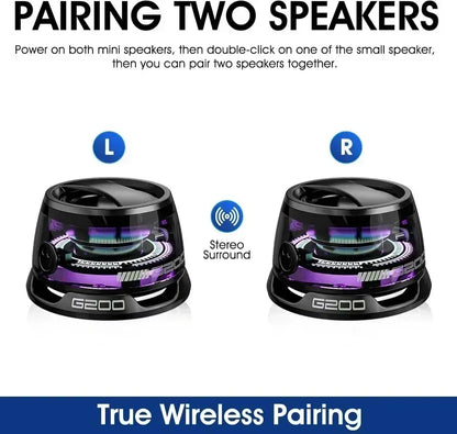 Altavoz Bluetooth Portátil G200 con Luces RGB – Mini Parlante Inalámbrico con Imán, 7H Reproducción, Soporte para Teléfono