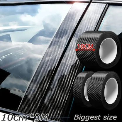 Sticker Protector de Umbral para Auto 3D Fibra de Carbono | Antirayones, Impermeable, Negro Mate