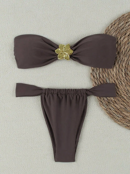 Bikini Sexy 2025 Mujer Push Up | Top Bandeau + Tanga Brasileño Traje de Baño
