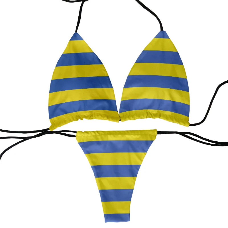 Bikini Divertido Mujer | Estampado Bandera 2 Piezas Playa y Piscina