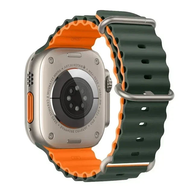 Correa Ocean Band Compatible con Apple Watch | Pulsera Deportiva Ajustable 49mm 45mm 44mm 41mm 40mm Series SE 3 6 7 8 9 10 Ultra