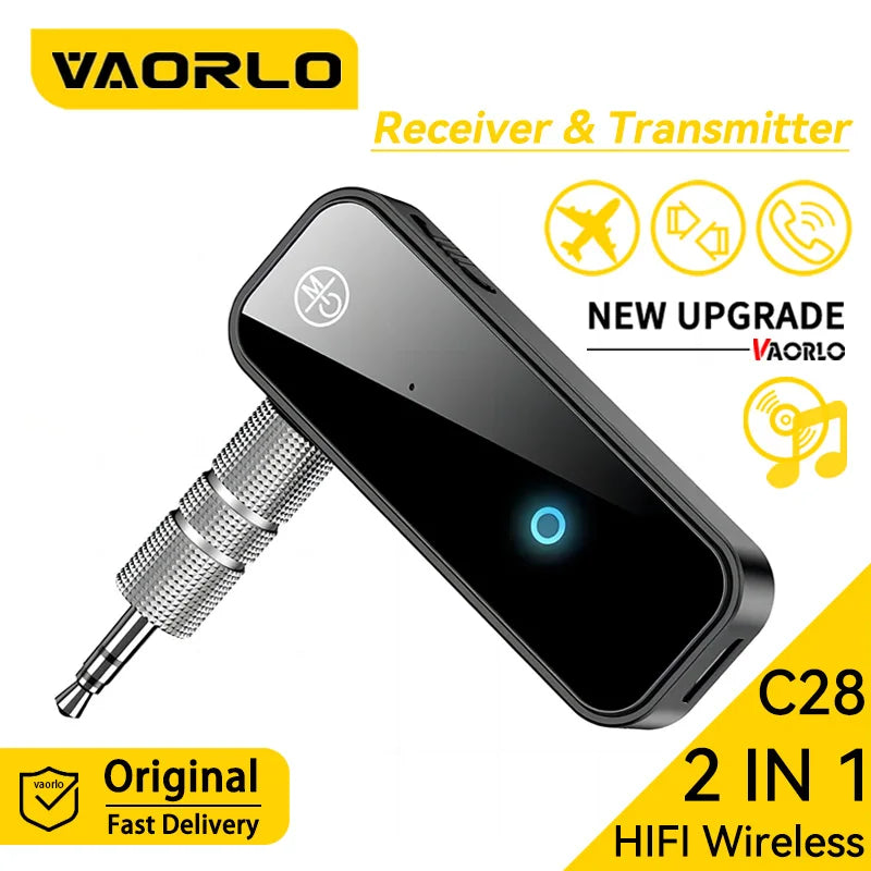Adaptador Bluetooth 5.3 2 en 1 – Transmisor y receptor inalámbrico con conector 3.5mm para coche, auriculares y altavoces