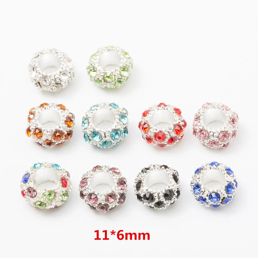 Set de 10 charms europeos en plata – Abalorios elegantes para pulseras tipo Pandora, joyería DIY de moda