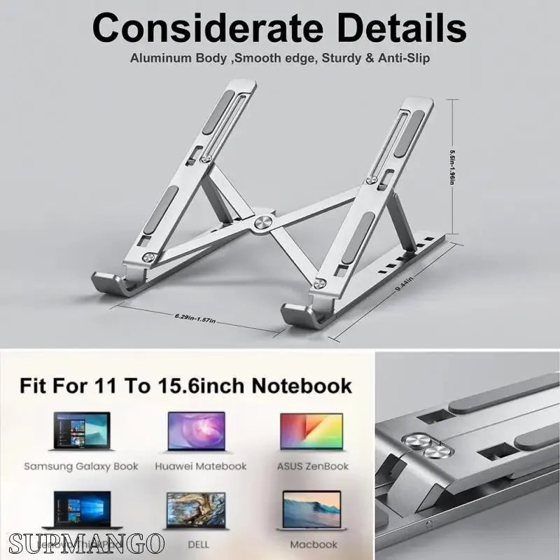 Soporte Portátil para Laptop de Aluminio | Base Plegable Ajustable para Notebook y MacBook | Accesorio Ergonómico