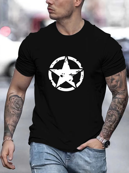 Camiseta Oversize de Algodón 100% para Hombre | Estampado Estrella, Casual y Deportiva de Verano