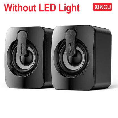 Altavoces de escritorio XIKCU con LED – HiFi estéreo USB con micrófono para PC