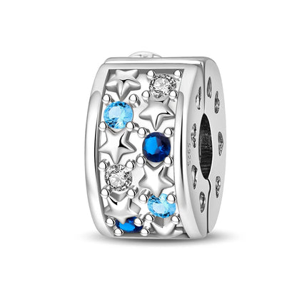 Charm de Plata 925 Trébol Azul Degradado y Flor Iris Rosa – Abalorio Elegante para Pulseras Originales