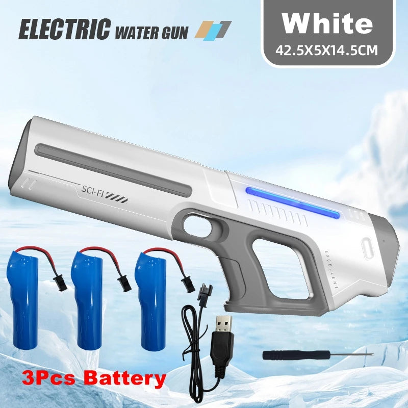 Pistola de Agua Eléctrica Potente – Juguete Automático para Niños y Adultos | Diversión de Verano Playa y Piscina