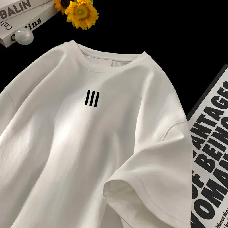 Camiseta Oversize Blanca para Hombre – T-shirt 5XL de Algodón, Casual, Verano, Estampada, Moda Unisex