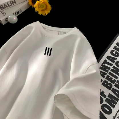 Camiseta Oversize Blanca para Hombre – T-shirt 5XL de Algodón, Casual, Verano, Estampada, Moda Unisex