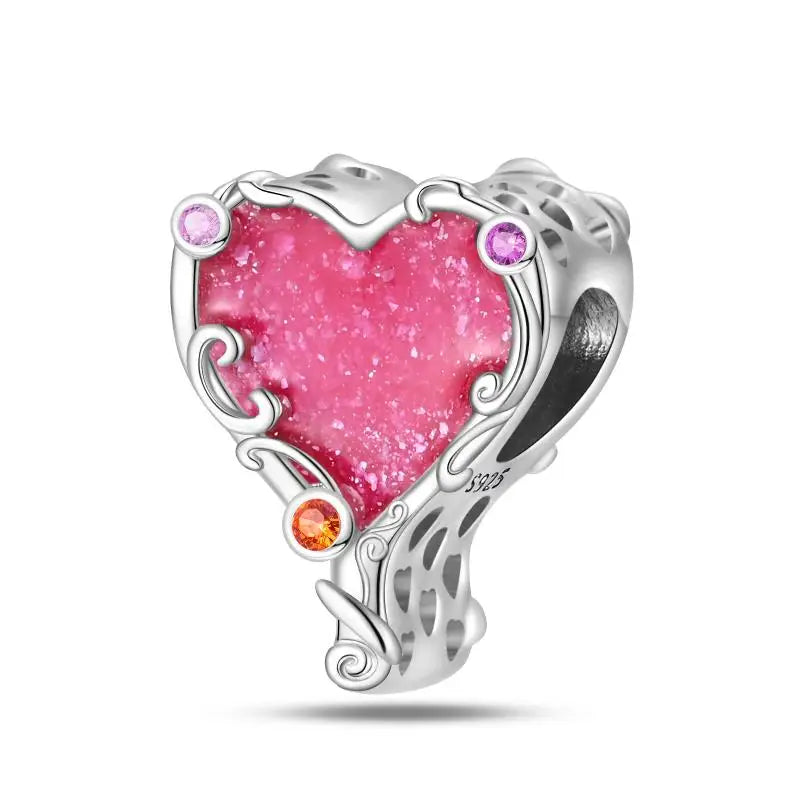 Charm Espejo Mágico Princesa Ángel Rosa en Plata 925 – Beads Compatibles Pandora Mujer Joyería DIY