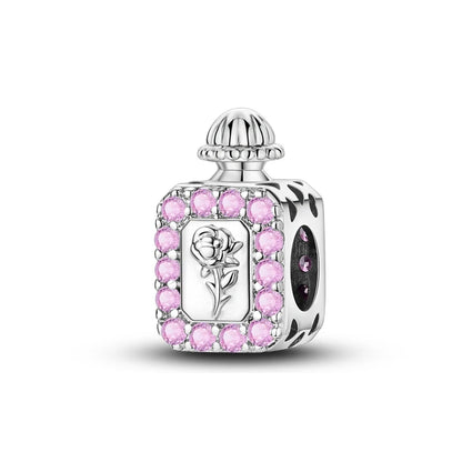 Charm Botella de Perfume en Plata 925 con Corona Rosa – Abalorio Romántico para Pulseras Tipo Qikaola, Regalo San Valentín