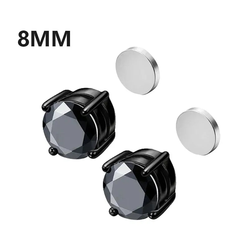 Pendientes Magnéticos de Cristal Unisex | Aros Punk con Zirconia | Joyería sin Perforación para Hombres y Mujeres